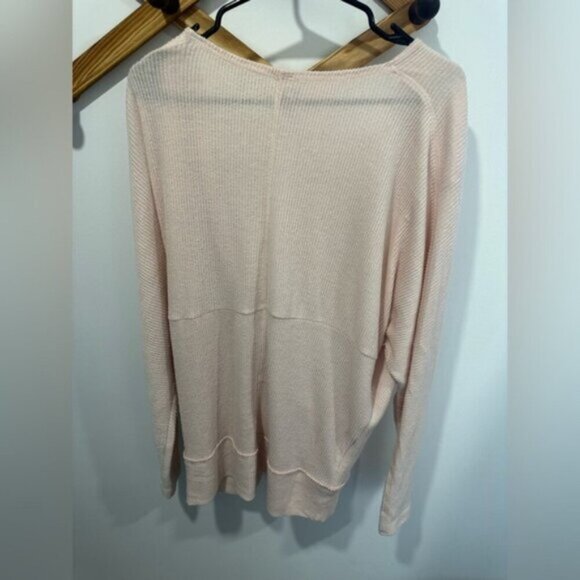 EUC- Free People Women's Cozy With You Faux Wrap Sweater Ribbed Bush Pink Medium - Picture 9 of 9